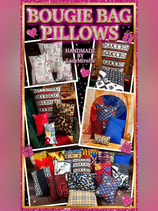 Handmade By LadyMirella Handbags - Boujie Bag Pillows -Medium (Choose Your Print)Please read description.